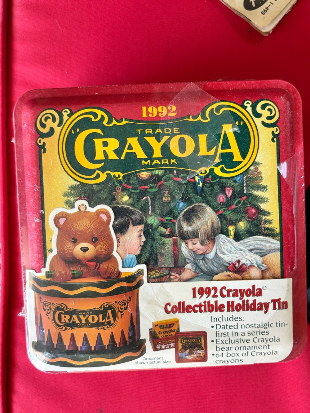 Vintage 1992 Crayola Collectible Holiday Tin SEALED Bear Ornament